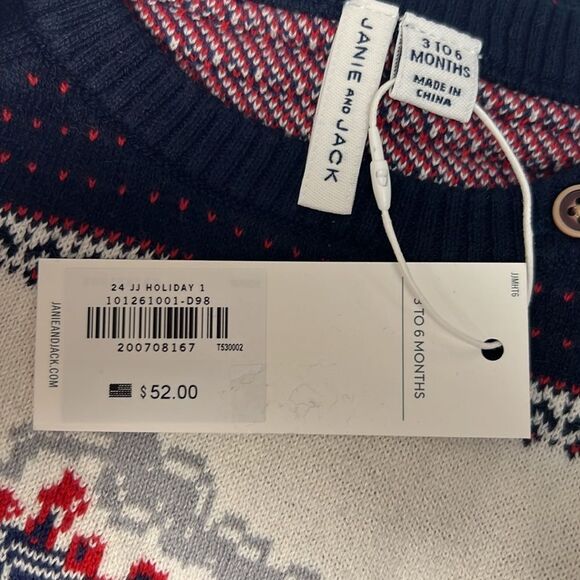 Janie and Jack 101261001 Navy Baby Fair Isle Train Sweater size 3-6 months NWT - Picture 3 of 8